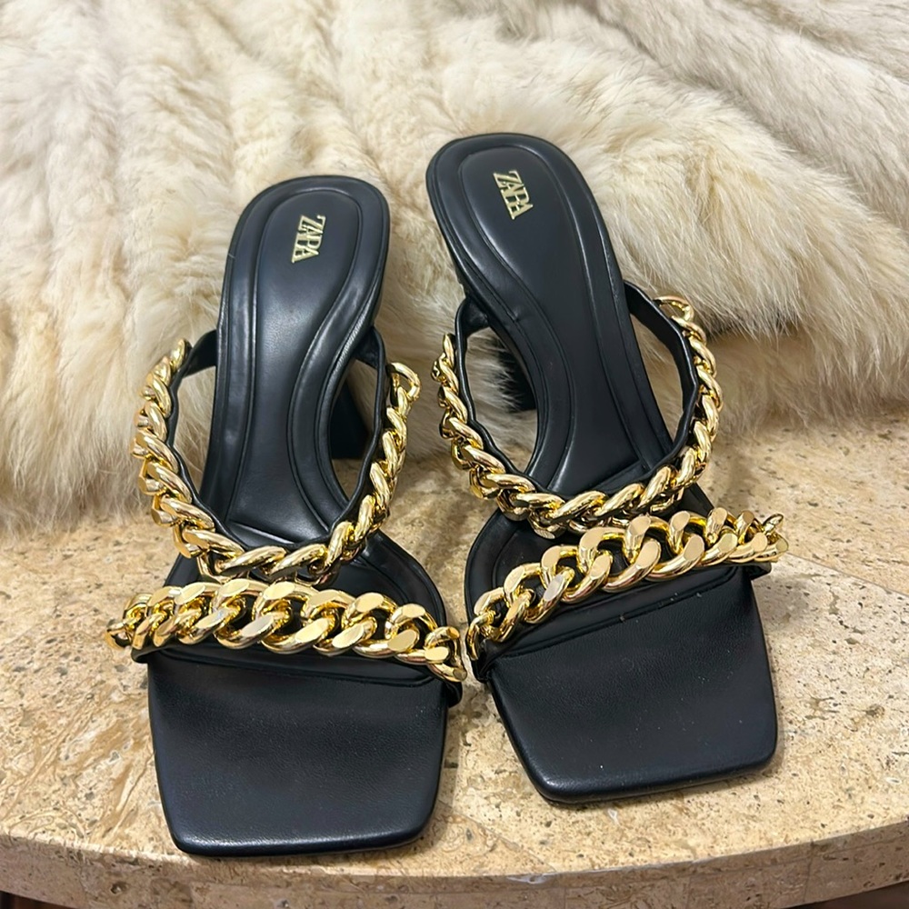 Zara gold chain sandals